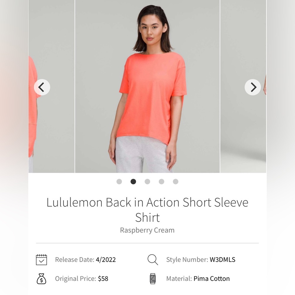 🍋Women’s Lululemon Back In Action Short Sleeve Tee Shirt unsized PTP approx 23”🍋